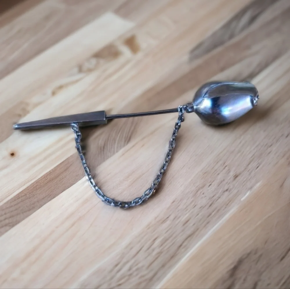 BRIONI Sterling Silver 925 Lapel Tie Stick Suit Pin Gunmetal Rose Bud Minimalist - Picture 14 of 16